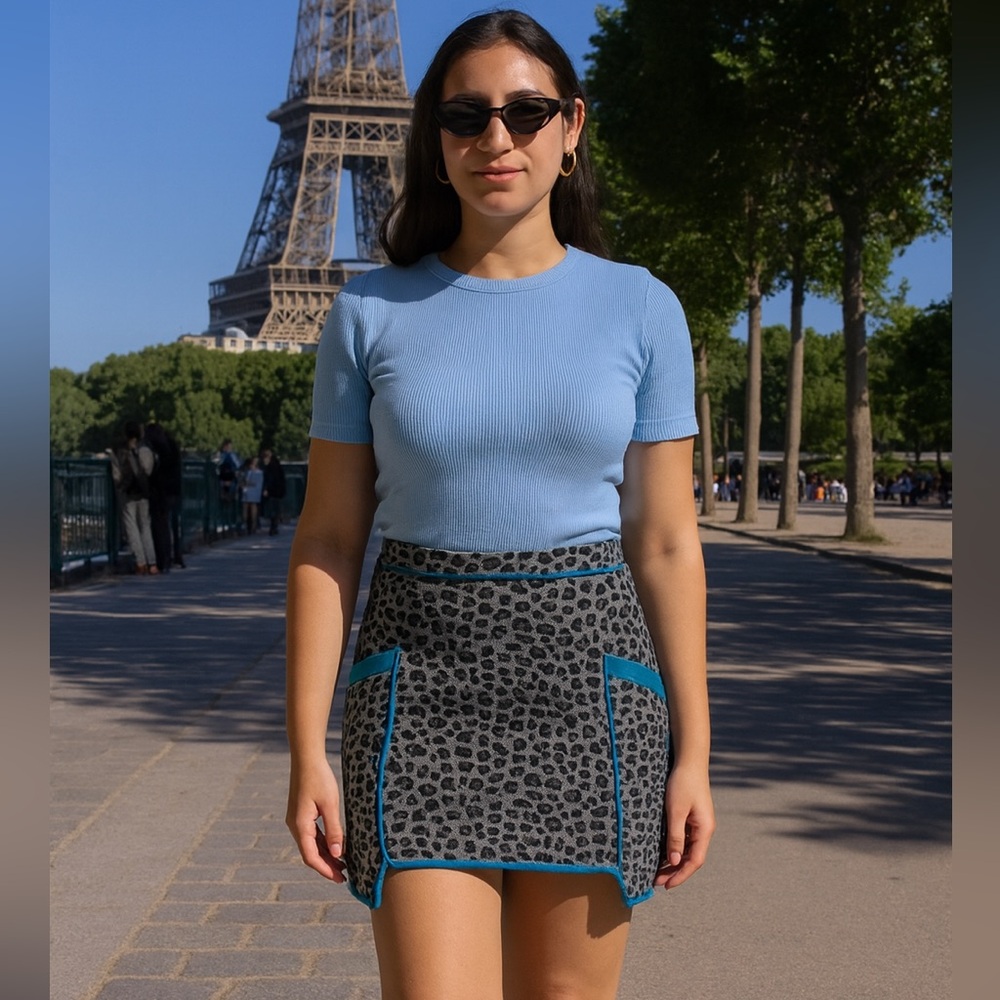 English rose cheetah print mini skirt June sale
